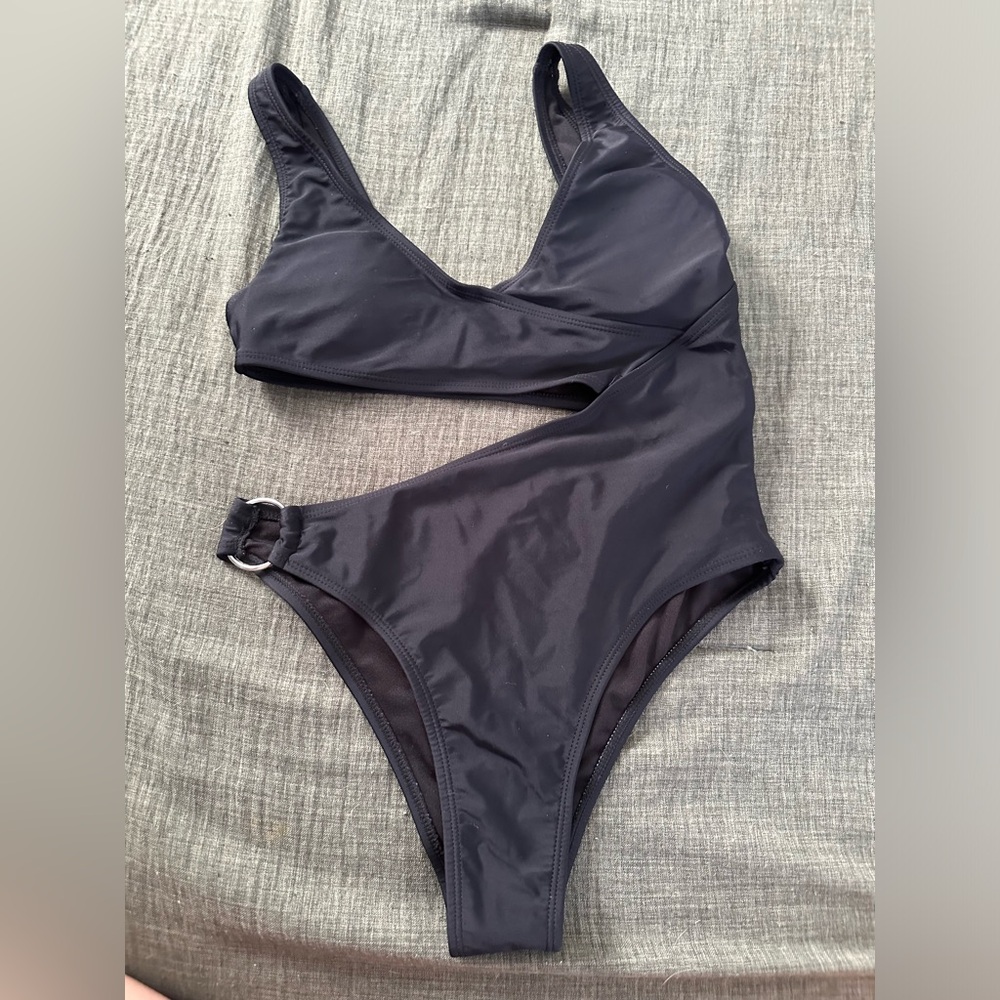 Black Cut Out One Piece Swim